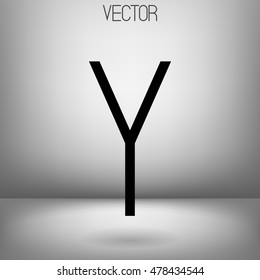 Vector Y character. Uppercase. Black minimalistic letter. 