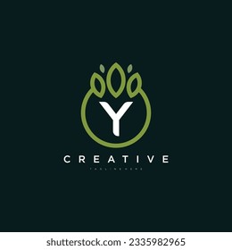 Logo de la letra del vector Y. logotipo de diseño minimalista. fondo botánico. monograma de boda. gráfico