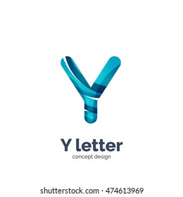 Vector Y letter logo, modern abstract geometric elegant design, shiny light effect. Created with flowing waves