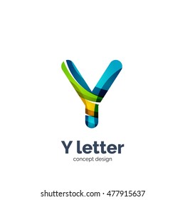Logotipo de letra Vector Y, diseño moderno y elegante geométrico abstracto, efecto luminoso brillante. Creado con ondas fluidas