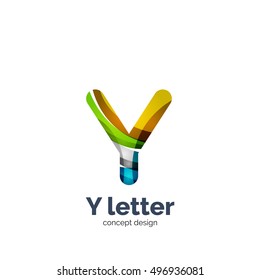 Vector Y letter logo, modern abstract geometric elegant design, shiny light effect. Created with flowing waves