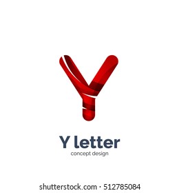 Vector Y letter logo, modern abstract geometric elegant design, shiny light effect. Created with flowing waves