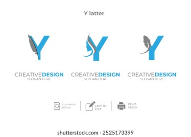 vector Y Letter minimalist creative business company Logo Design Free Icon 