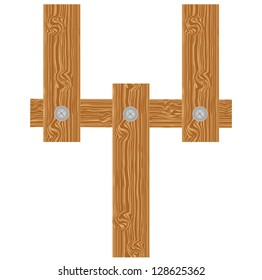 Vector "Y" letter of wood pattern tightened with screw alphabet