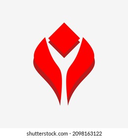 vector Y logo with red color design