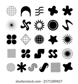 Vector Y2K Elements Illustration. Retro Futuristic Design Collection for Digital Projects.