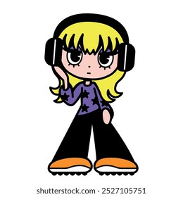 Vector Y2K Female Character Street Fashion Isolated