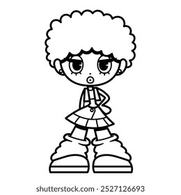 Vetor Y2K Personagem Feminino Street Fashion Isolado