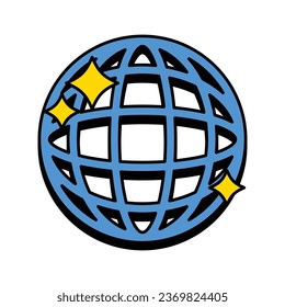 Vector y2k globe icon vector and star icon.