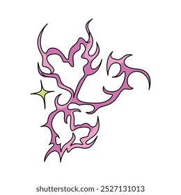 Vector Y2k Heart Neon Tribal Cartoon Illustration Isolated