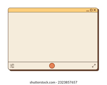 Vector y2k photo booth window. Nostalgic UI. Retro computer interface. Photo app layout. Desktop camera application. Vector flat style illustration.