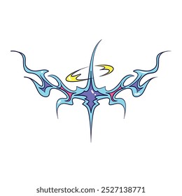 Vector Y2k Star Starburst Neon Futuristic Cartoon Illustration Isolated