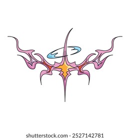 Vector Y2k Star Starburst Neon Futuristic Cartoon Illustration Isolated