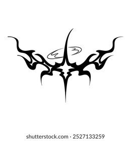Vector Y2k Tattoo Star Starburst Futuristic Cartoon Illustration Isolated