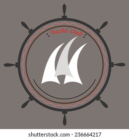 Vector yacht club emblem, label.