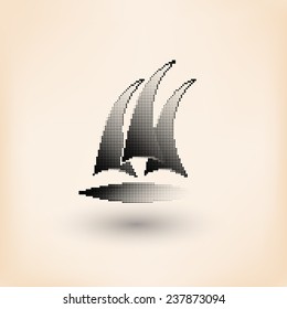Vector yacht club logo. Halftone stylized.