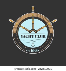 Vector yacht club logo, helm and anchor