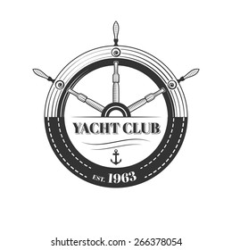 Vector yacht club logo, helm and anchor