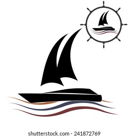 Vector yacht club logo. Label. Sea theme.