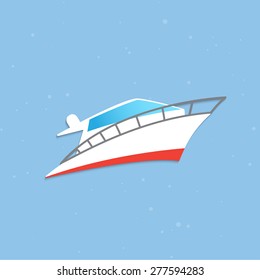 Vector yacht flat icon illustration.