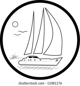 Icono de yate vector. Blanco y negro. Simplemente cambia. En mi portafolio hay la versión 4 en 1.