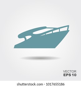 Vector yacht icon. Flat illustration with shadow