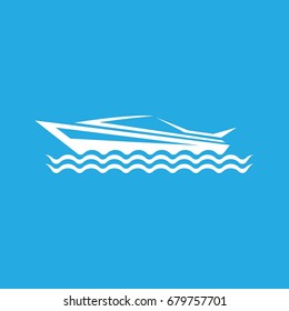 vector yacht icon isolated on blue background. vector yacht, boat logo