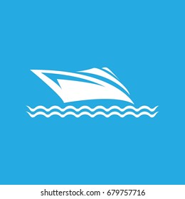 vector yacht icon isolated on blue background. vector yacht, boat logo