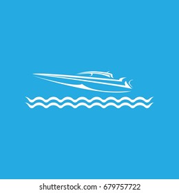 icono vectorial aislado en fondo azul. yate vectorial, logotipo del barco