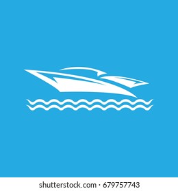 vector yacht icon isolated on blue background. vector yacht, boat logo