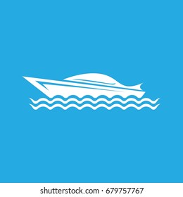 vector yacht icon isolated on blue background. vector yacht, boat logo
