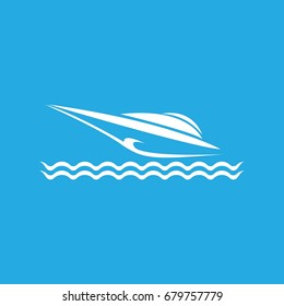 vector yacht icon isolated on blue background. vector yacht, boat logo