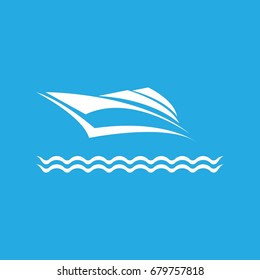 vector yacht icon isolated on blue background. vector yacht, boat logo