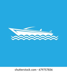 vector yacht icon isolated on blue background. vector yacht, boat logo