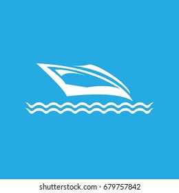 vector yacht icon isolated on blue background. vector yacht, boat logo
