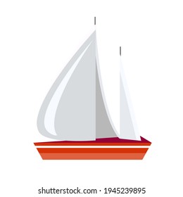 Ilustración de yate vectorial en un sencillo estilo plano aislado en fondo blanco