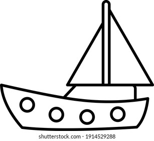 Vector Yacht Outline Icon Design
