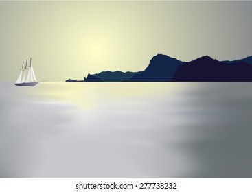 vector yacht and water ocean