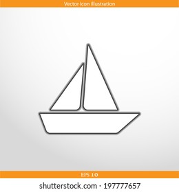 Vector yacht web flat icon. Isolated on white.