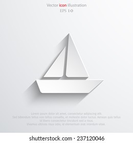 Vector yacht web flat icon. Eps 10 illustration.