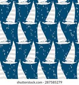Vector yachts seamless pattern