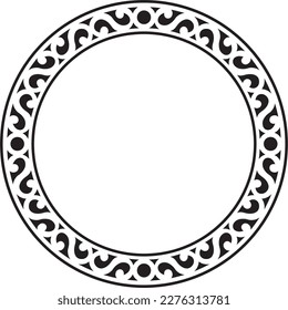 Vector Yakut round monochrome frame. Ornamental circle of the northern peoples of the tundra Suitable for sandblast, laser and plotter cutting.
