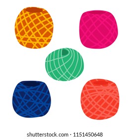 Vector yarn balls set in flat style