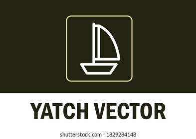 Vector of yatch isolated on dark background. For designer.