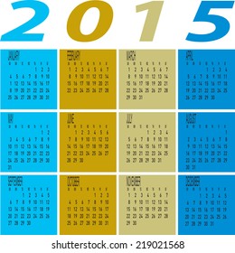 The vector of Year 2015 Colourful Calendar.