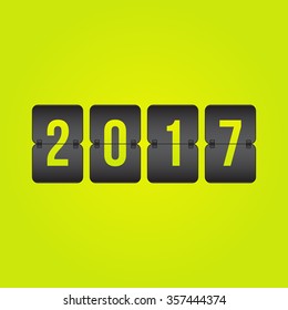 vector year 2017 Scoreboard, black, yellow and green flip sign isolated