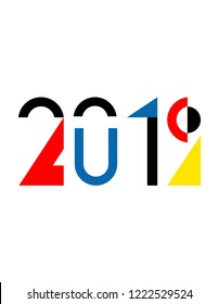 Vector year of 2019 coloful