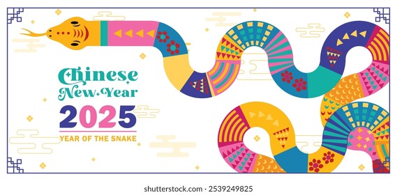 vector of year of the snake 2025 background with modern flat concept