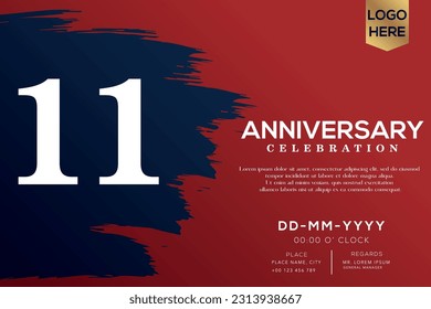 Vector  years anniversary with blue brush isolated on red background vector design