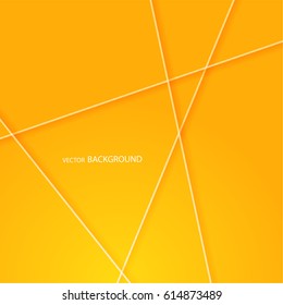 Vector yellow abstract background with dynamic white lines. Intersection.